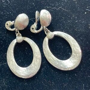 MONET Vintage Silver Tone Clip On Dangle Earrings. P:A